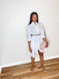 White Oversized High Low Shirt Dress