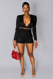 Gold Chain Blazer & Shorts Set
