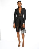 Corset Blazer And Mesh Biker Short Set