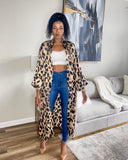 Leopard Print Open Duster Cardigan