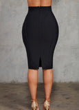 Lace Up Front Bandage High Waisted Midi Skirt