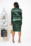 Hunter Green Long Sleeve Midi Dress