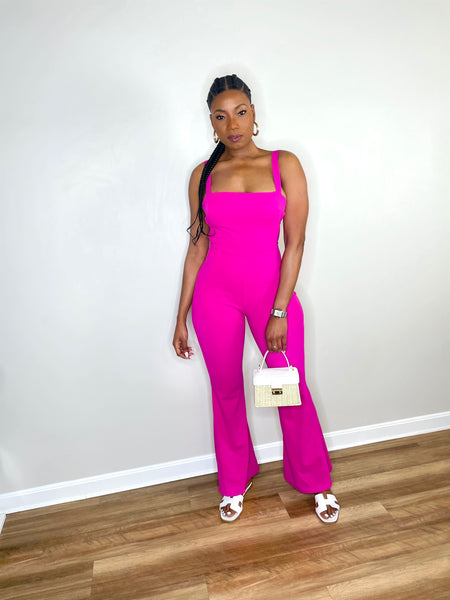 Glamconic Backless Flared Jumpsuit