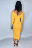 Mustard Ribbed Bodycon Sweater Dress