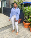 BLUE WHITE STRIPES OVERSIZED SHIRT DRESS