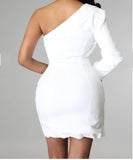 White One Shoulder Mini Blazer Dress