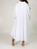 White Oversized High Low Shirt Dress